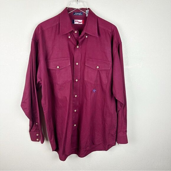 Tony Lama Maroon Rodeo Cowboy Vintage Button Down Shirt Mens XL - Picture 1 of 7